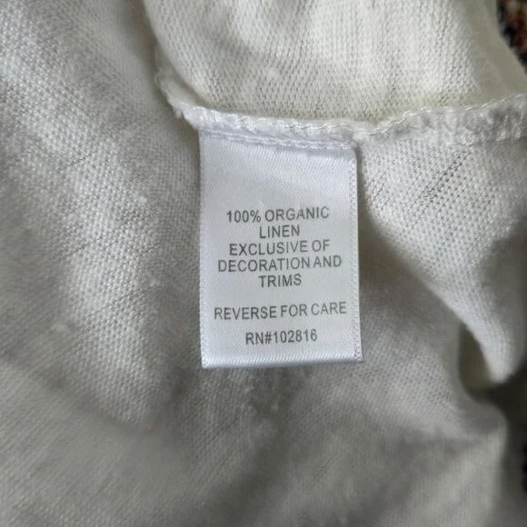 Garnet Hill Shift Sz Dress XL White Organic Linen Southwestern Boho Relaxed Fit - Picture 9 of 12